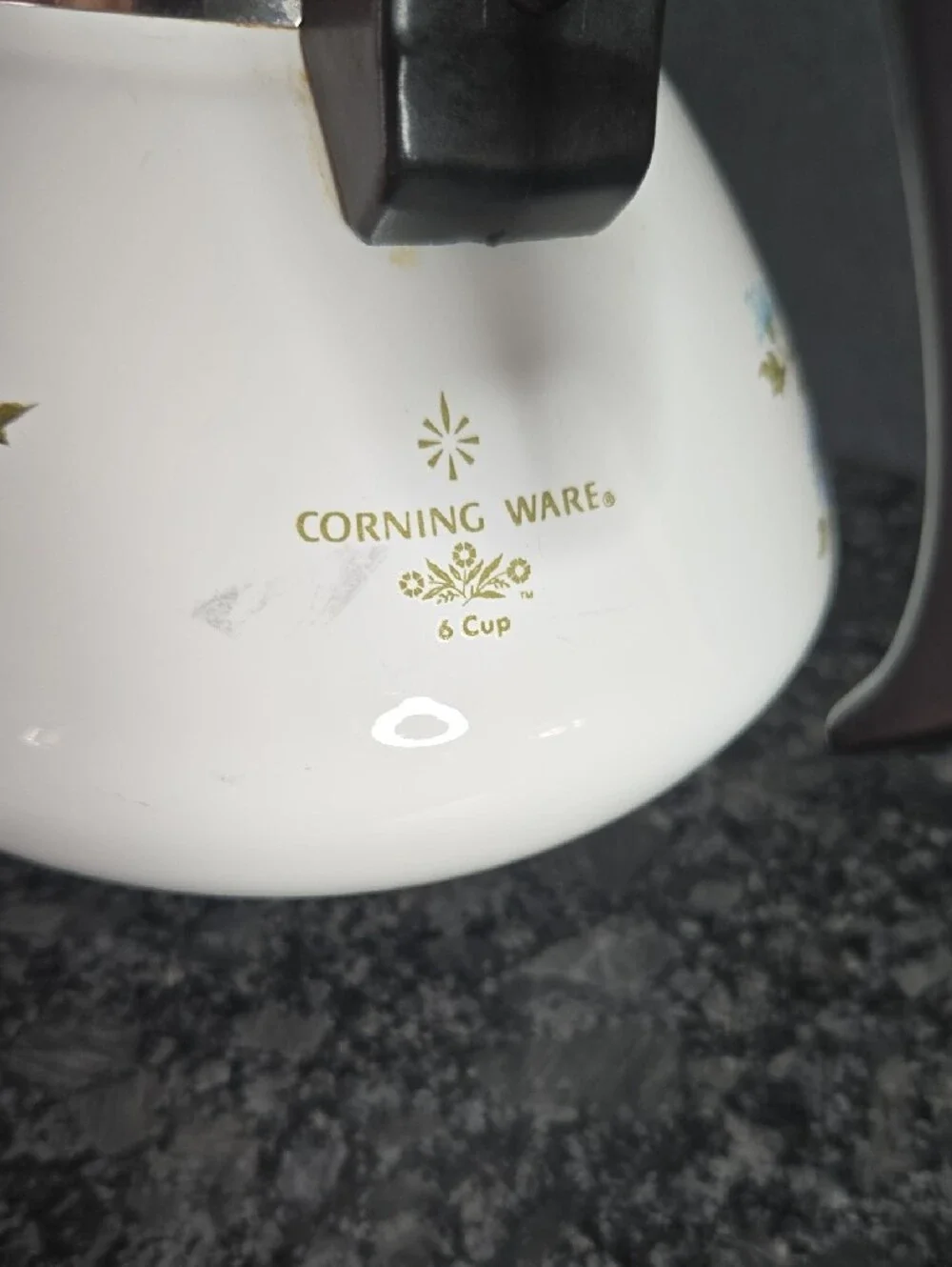Corningware Vintage 1970's Chelsea Blue Daisy Pattern White Ceramic Teapot